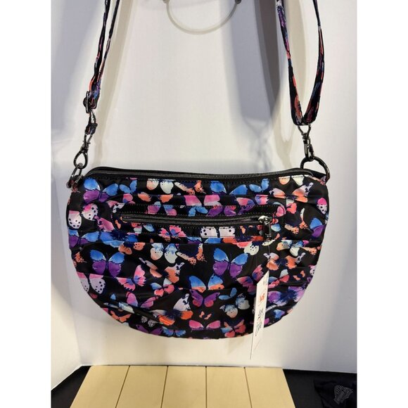 LUG Scuffle Pleated Crossbody Bag - NWT Watercolor Butterflies color - Picture 2 of 6